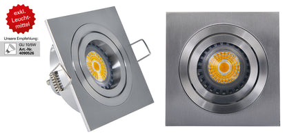 Einbauleuchten - Einbauspot, Einbaulampe im Functional Style, aus Metall in silber, 12 cm hoch, Maße 9,2 x 9,2 cm, GU10-Fassung