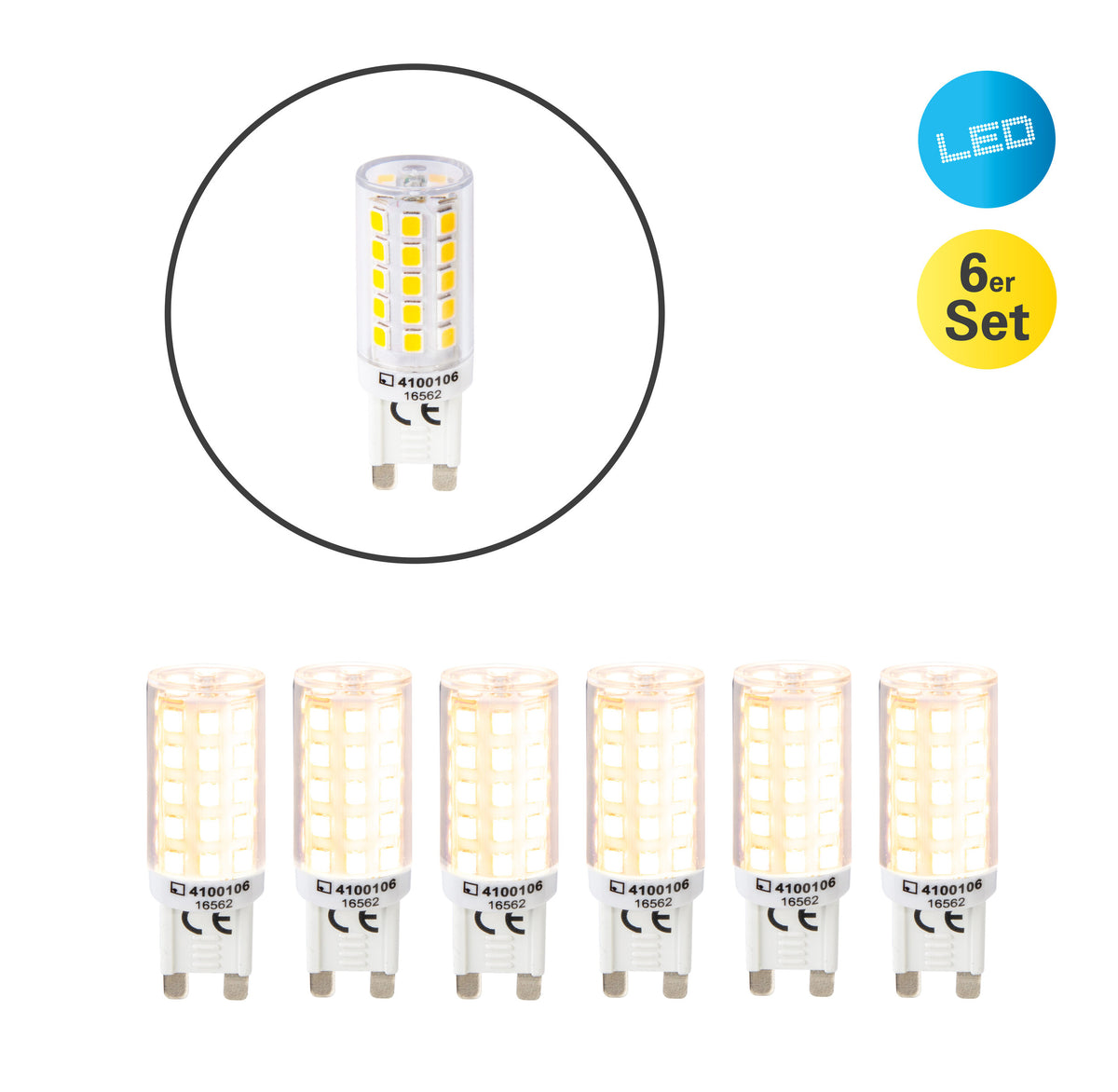6er-Set LED Leuchtmittel "DENNY" G9 / 3,5 W