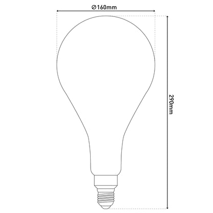 LED Leuchtmittel "DILLY MAX" E27 / 5 W H: 29cm amberfarben - E27, 5 Watt, 280 Lumen, 2200 Kelvin, aus Metall und Glas, warmweiß