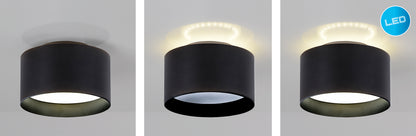 Spots - LED Spot "TRIOS", Strahler im Modern Style, aus Metall und Kunststoff in schwarz, 9 cm hoch, Ø 14 cm, inkl. LED