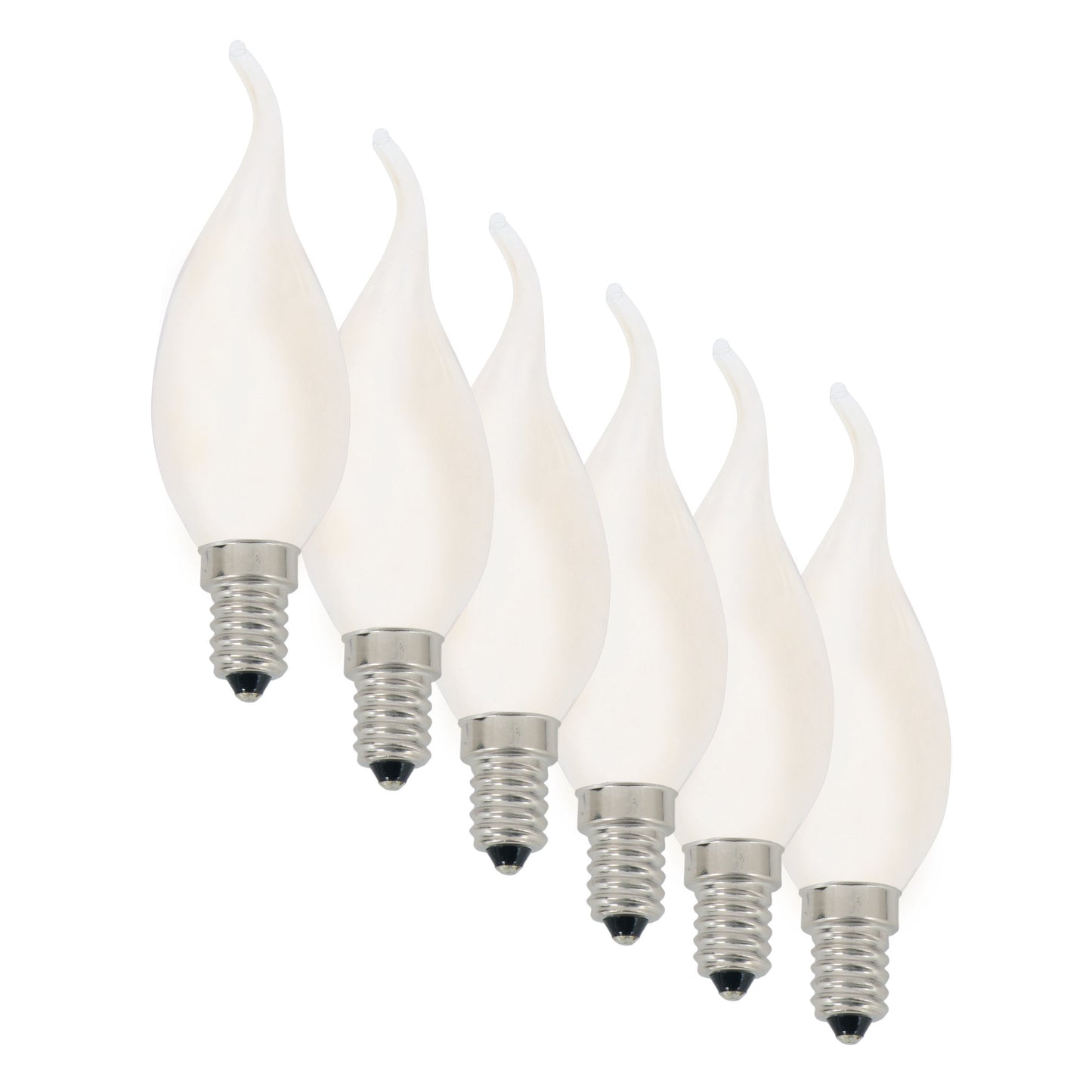 6er-Set LED-Kerze "Windstoß" E14 H: 12,3cm warmweiß - E14, 3,8 Watt, 479 Lumen, 2700 Kelvin, aus Metall und Glas, warmweiß