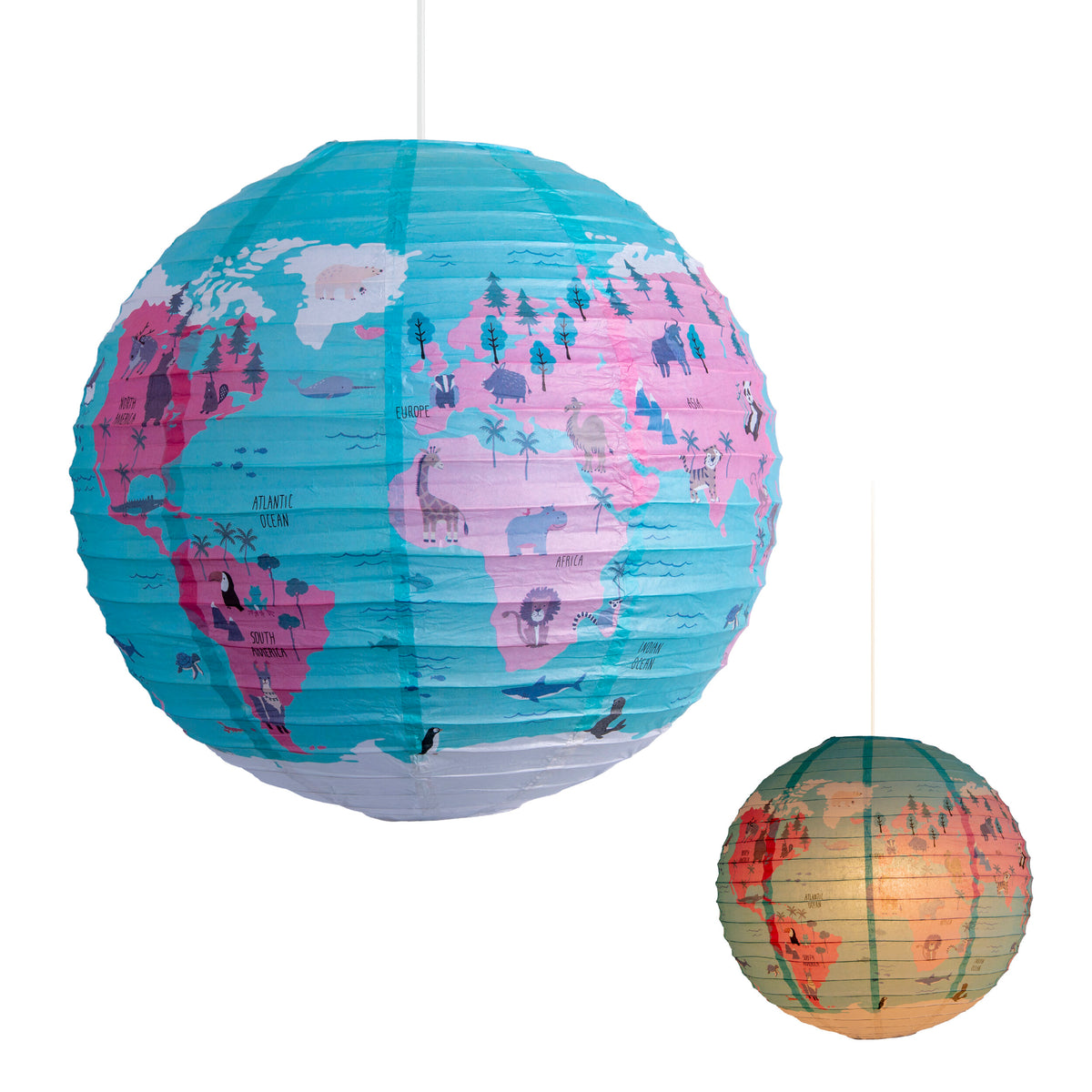 Papierleuchte "Ballon Ø: 50 cm Weltkugel