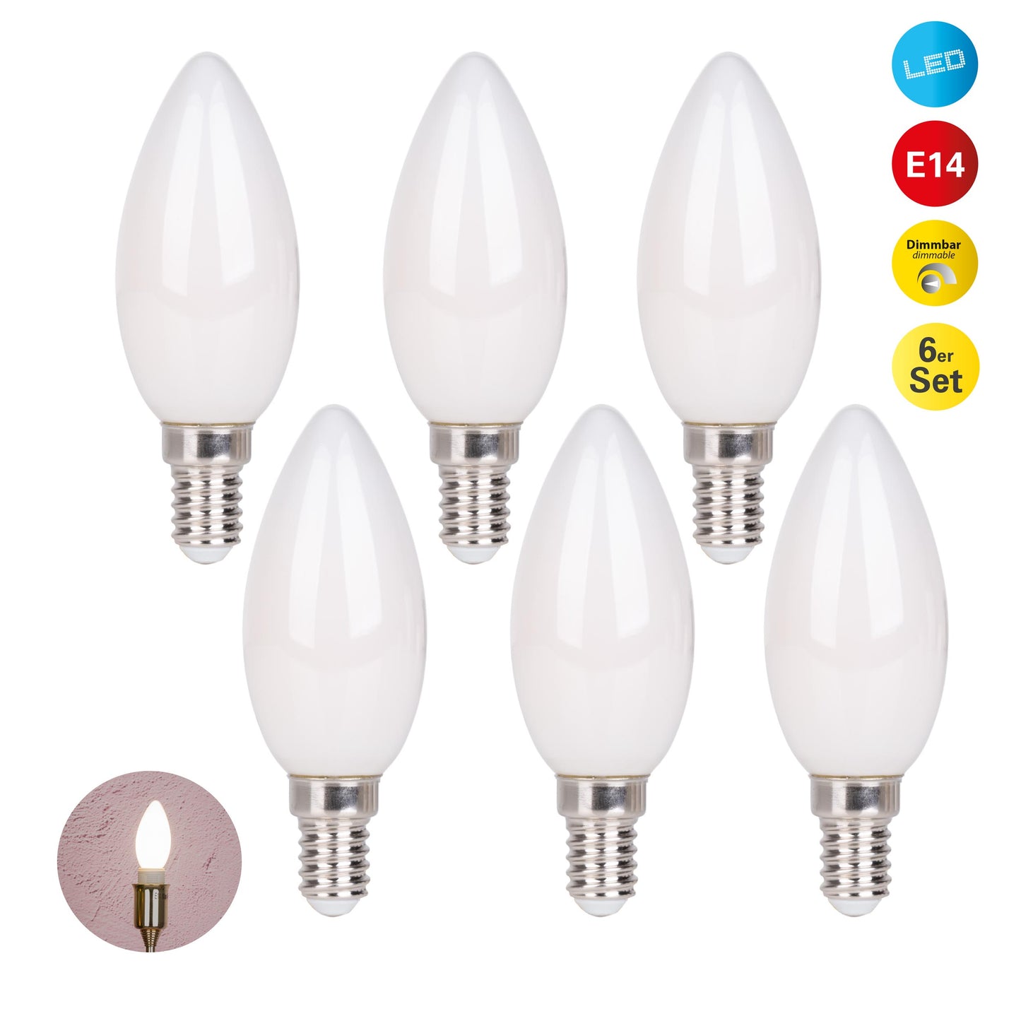 6er-Set LED Leuchtmittel "DAFFY" H: 10,2cm warmweiß