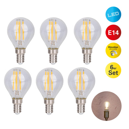 6er-Set E14 LED Leuchtmittel "DAFFY" H: 7,8cm warmweiß