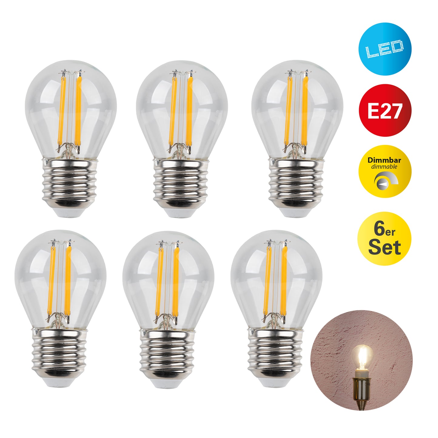 6er-Set LED Leuchtmittel "DAFFY" dimmbar