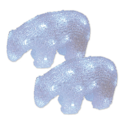 2er-Set LED Dekoleuchte Eisbär aus Kunststoff in weiß, mit LED Platine