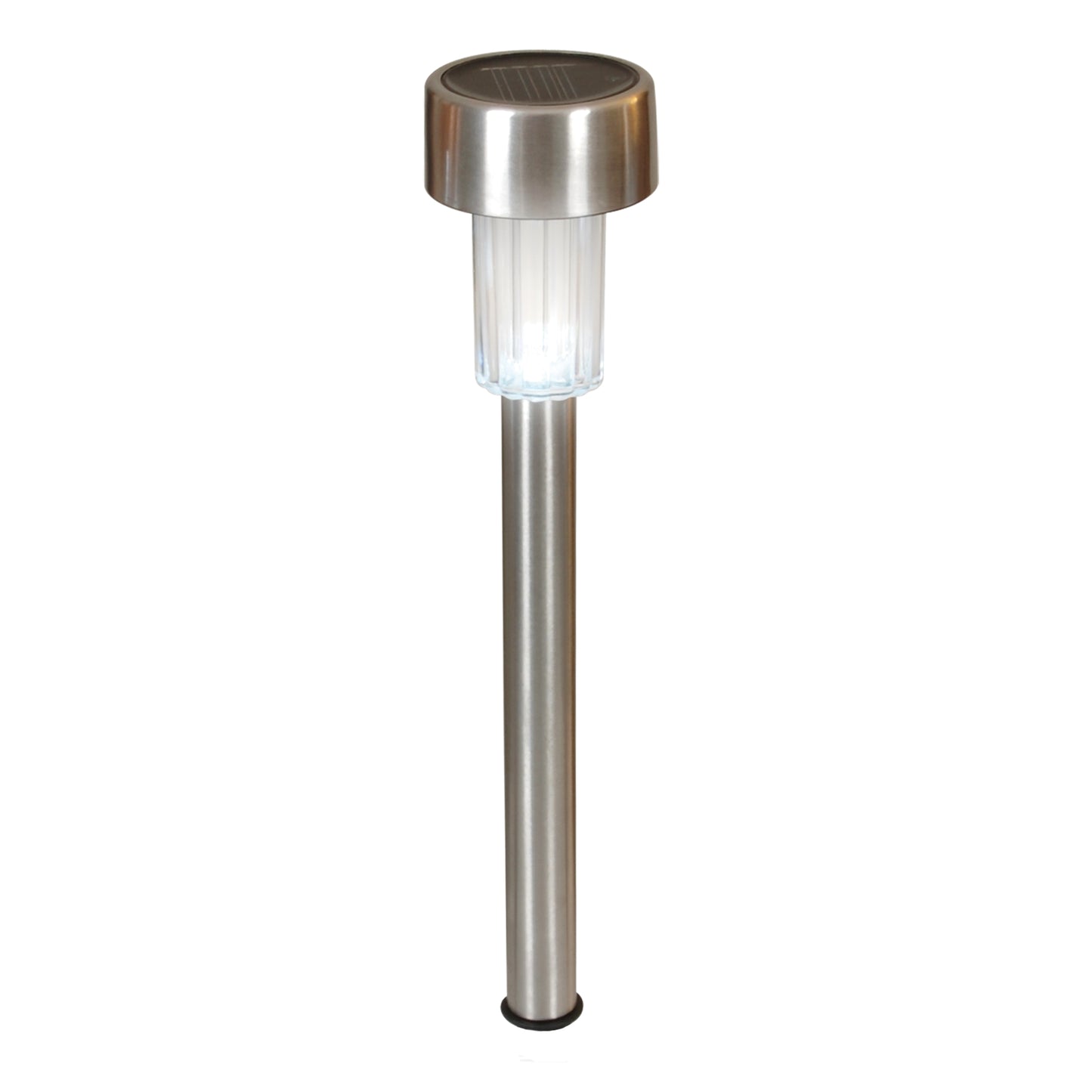16er-Set Solar-/Erdspieß H: 36cm, Lampe für den Außenbereich im Modern-Style, aus Metall und Kunststoff in stahl-blank, 36 cm hoch, Ø 5,5 cm, LED Platine  mit Dämmerungssensor  Dämmerungssensor