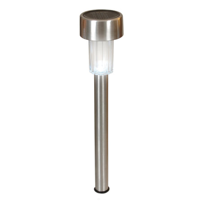16er-Set Solar-/Erdspieß H: 36cm, Lampe für den Außenbereich im Modern-Style, aus Metall und Kunststoff in stahl-blank, 36 cm hoch, Ø 5,5 cm, LED Platine  mit Dämmerungssensor  Dämmerungssensor