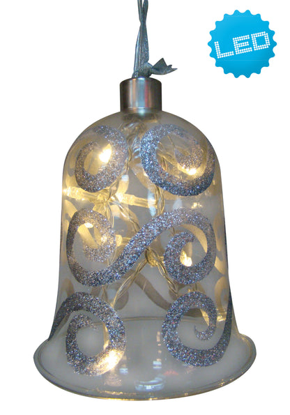 Dekoglas mit Lichterkette "Glocke"