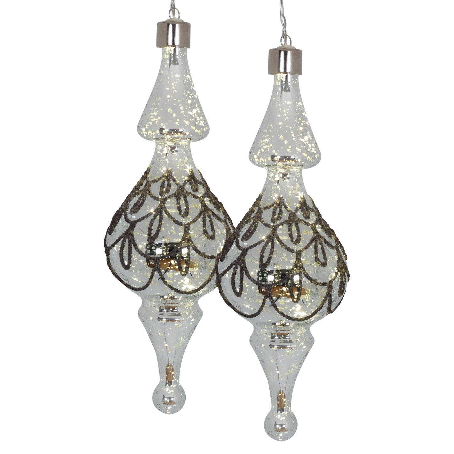 2er-Set LED Deko-/Glaskugel H: 22 cm aus Glas in gold, mit LED Platine  für Innenräume