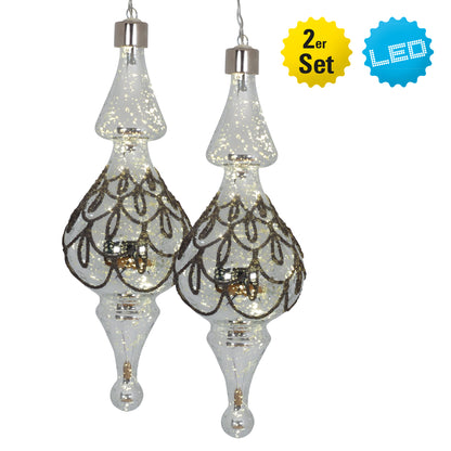 2er-Set LED Deko-/Glaskugel H: 22 cm aus Glas in gold, mit LED Platine  für Innenräume