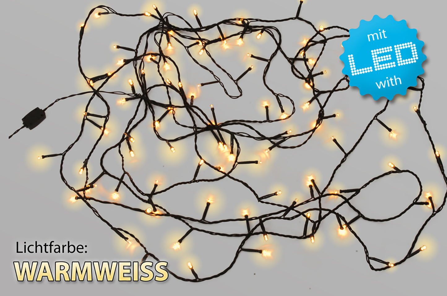LED-Lichterkette - 1600 cm lang, im Modern Style, aus Kunststoff, grün, 200 LED  für den Außenbereich  Netzbetrieb