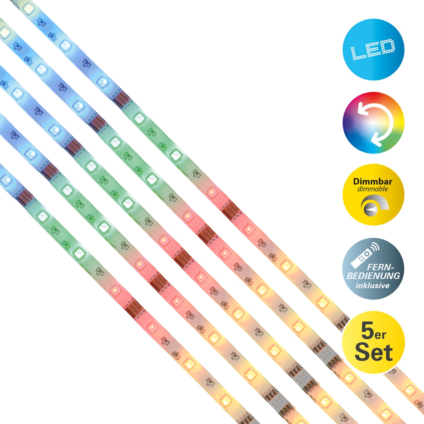 5x 1m RGB LED Stripe