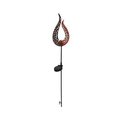LED-Solar Erdspieß "Flamme", Lampe für den Außenbereich im Oriental-Style, aus Metall und Kunststoff in braun, 15,8 x 6 x 90 cm, mit LED Platine  mit Schiebeschalter  Dämmerungssensor