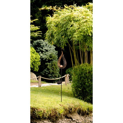 LED-Solar Erdspieß "Flamme", Lampe für den Außenbereich im Oriental-Style, aus Metall und Kunststoff in braun, 15,8 x 6 x 90 cm, mit LED Platine  mit Schiebeschalter  Dämmerungssensor