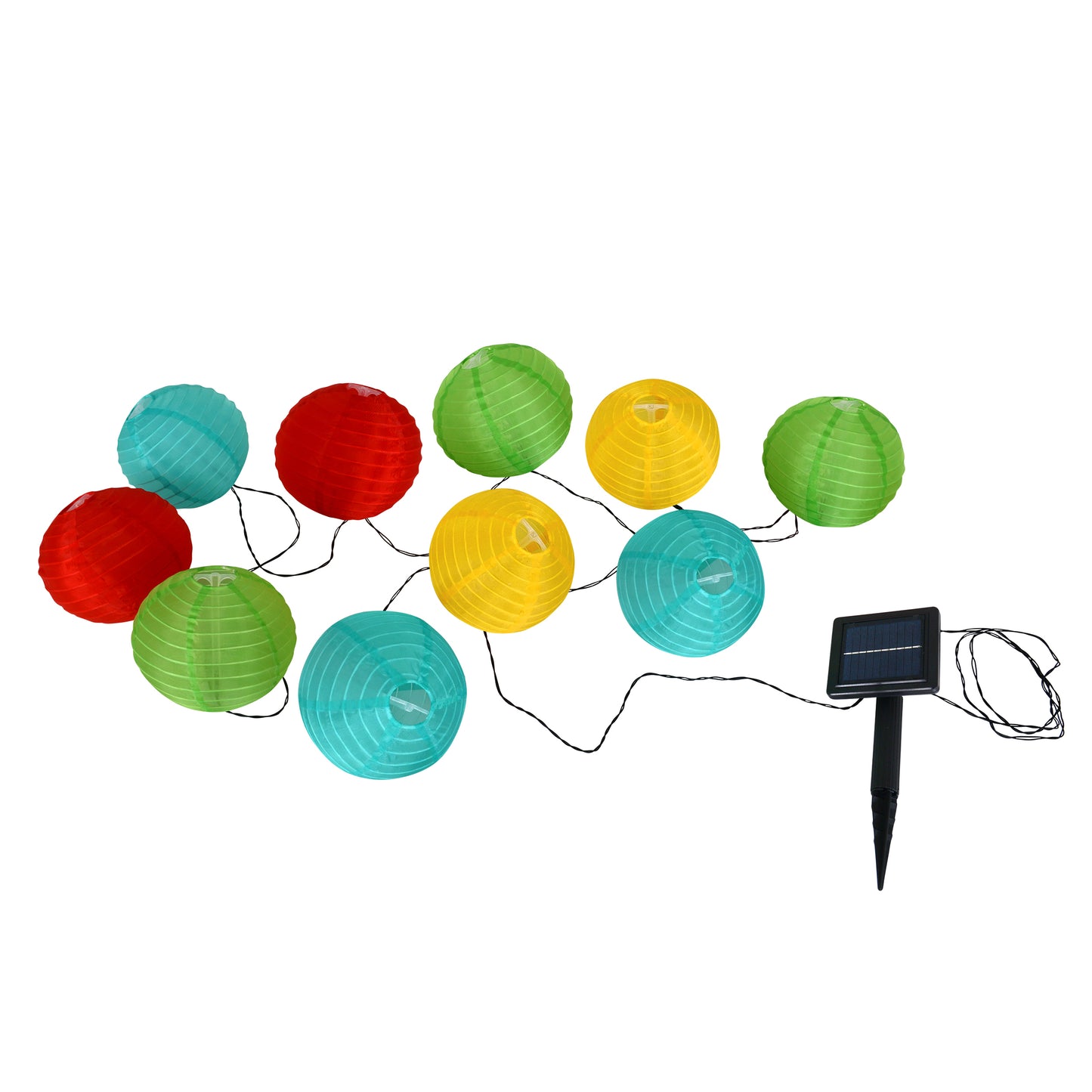 10er Textil-/Solarlichterkette L: 225cm bunt