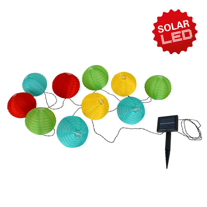 10er Textil-/Solarlichterkette L: 225cm bunt