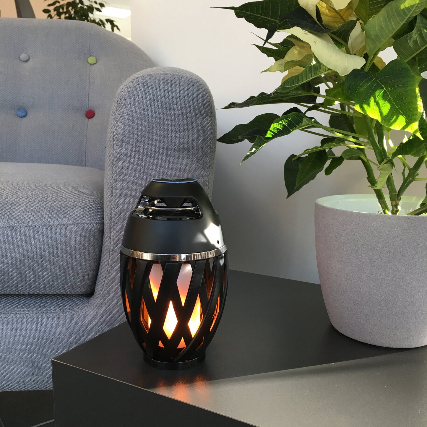 LED Tischleuchte "MUNA" H: 16,5cm inkl. BT-Speaker