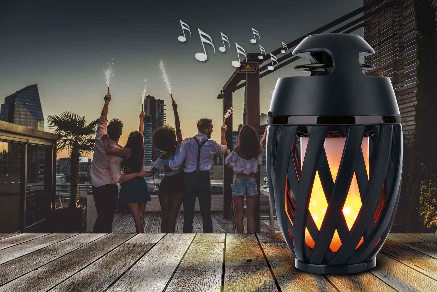 LED Tischleuchte "MUNA" H: 16,5cm inkl. BT-Speaker