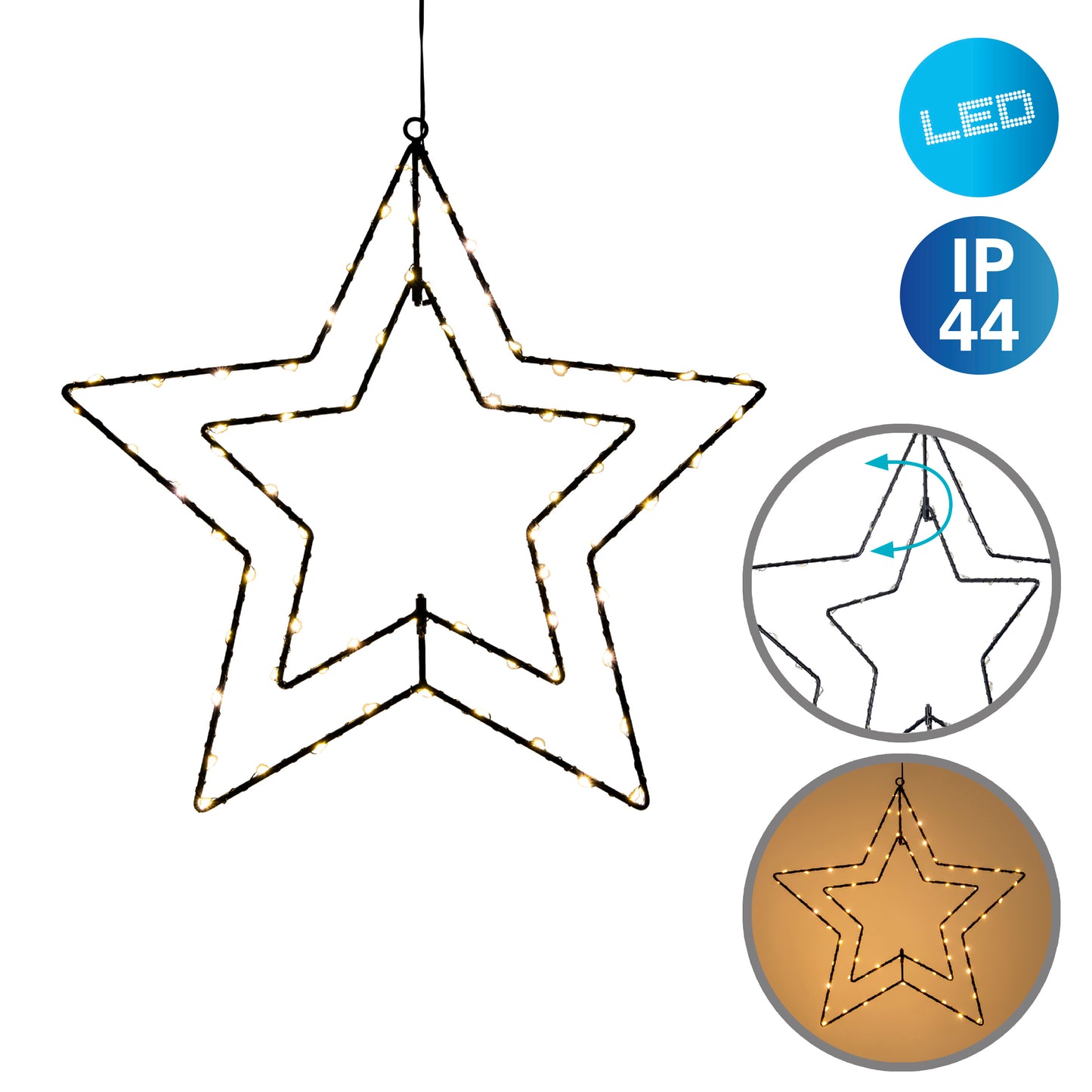LED Outdoor Weihnachtsleuchte "Stern" Ø: 40 cm