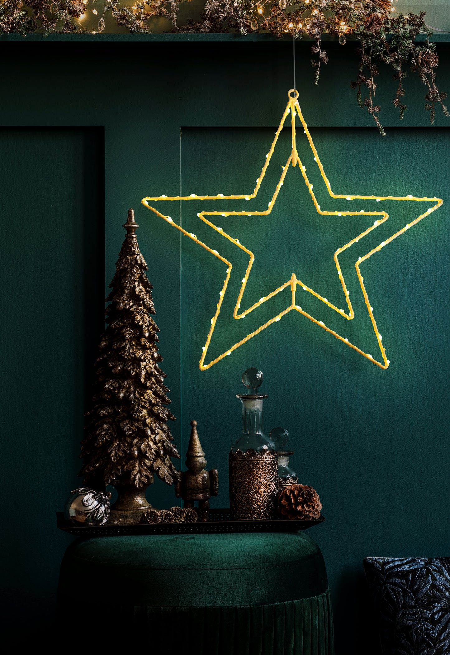 LED Outdoor Weihnachtsleuchte "Stern" Ø: 40 cm golden