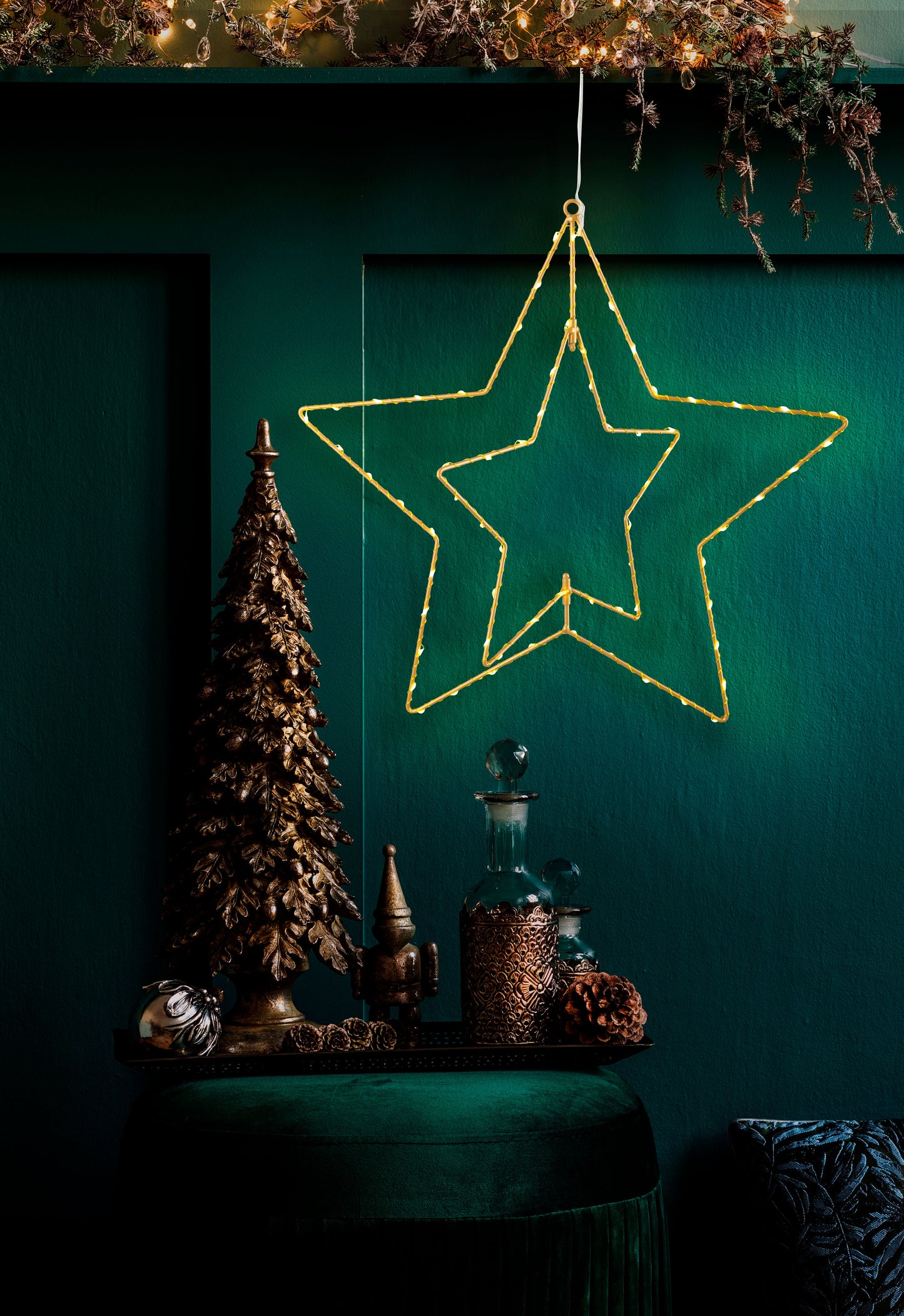 LED Outdoor Weihnachtsleuchte "Stern" Ø: 40 cm golden