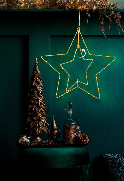 LED Outdoor Weihnachtsleuchte "Stern" Ø: 40 cm golden