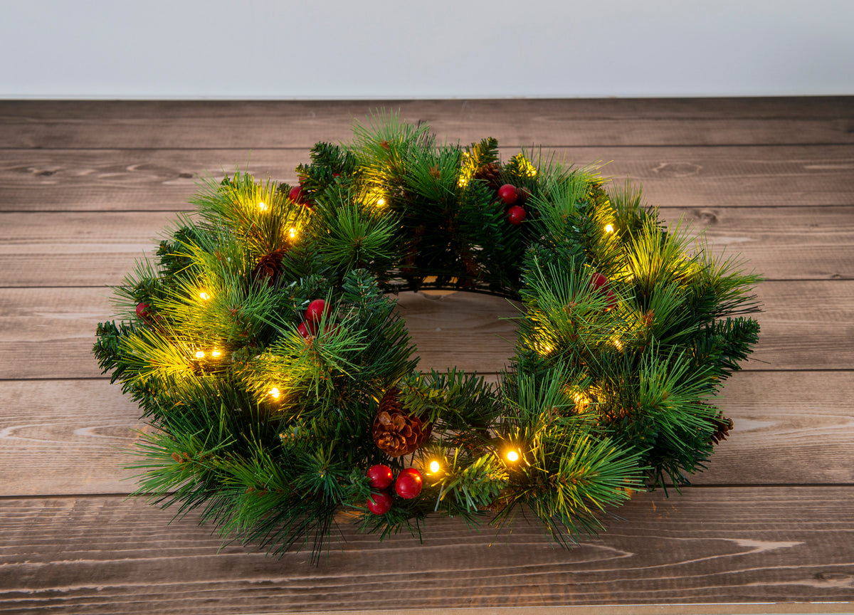 LED-Weihnachtskranz "NOEL" rot