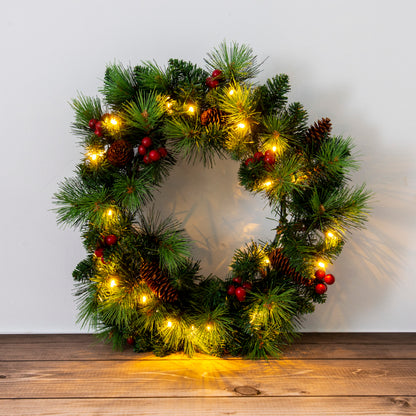 LED-Weihnachtskranz "NOEL" rot
