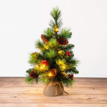 LED Weihnachtsbaum mit Beeren + Tannenzapfen H: 45cm
