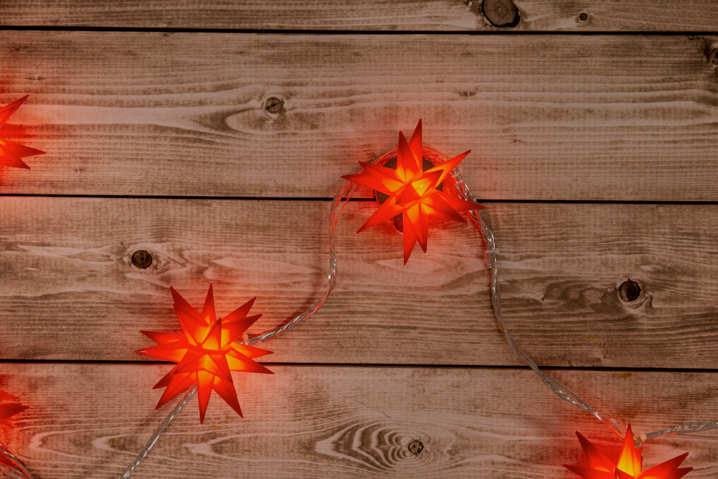 9er LED Outdoor Weihnachtslichterkette 3D-Sterne / XMAS Lights rot