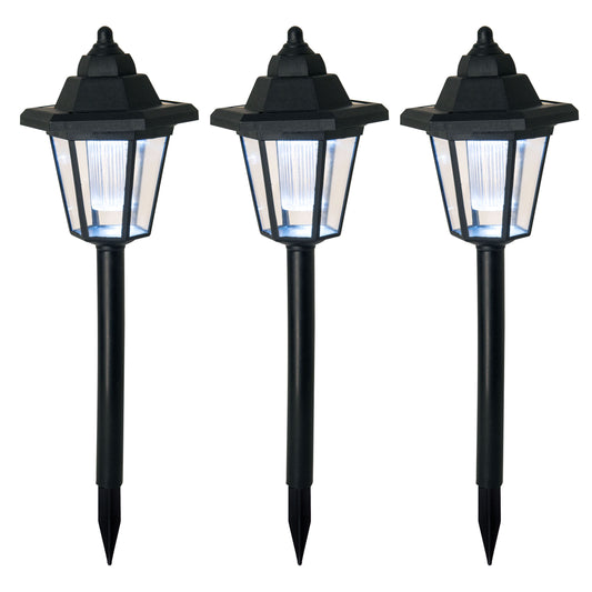 3er-Set LED Solar-/Erdspieß-/Wandleuchte 2-in-1