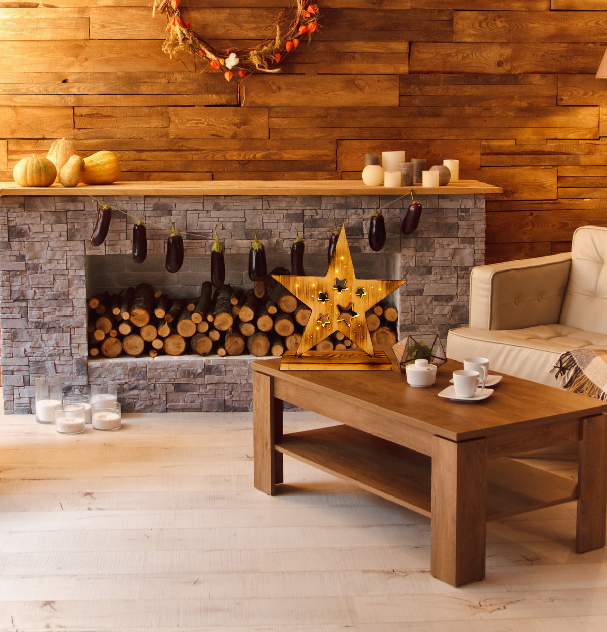 LED-Holzstern h: 49cm
