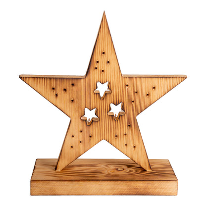 LED Holzstern H: 29cm natur