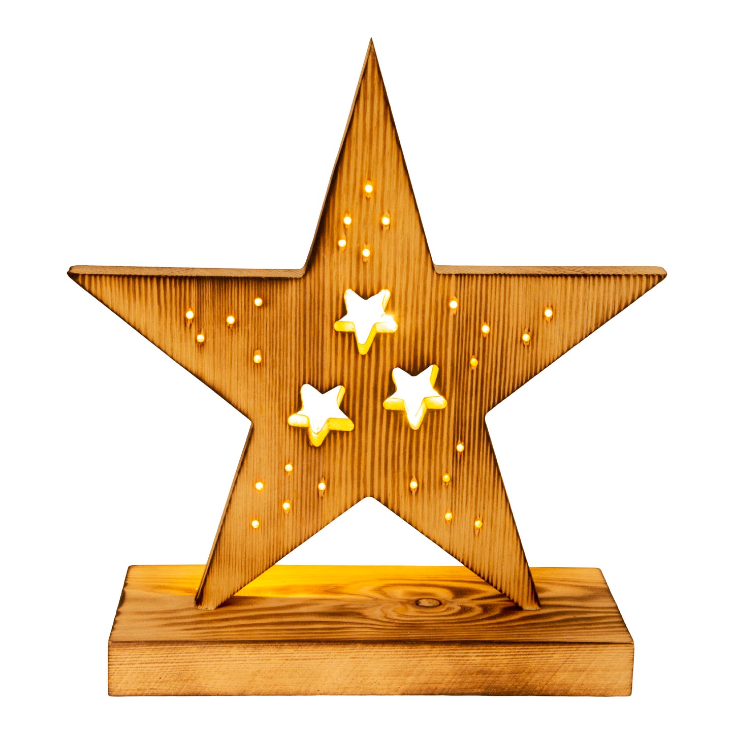 LED Holzstern H: 29cm natur