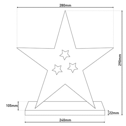 LED Holzstern H: 29cm natur