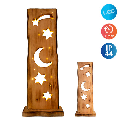 LED-Holz-Dekoleuchte Mond/Sterne h: 60cm