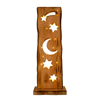 LED-Holz-Dekoleuchte Mond/Sterne h: 60cm