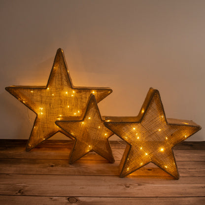 3er-Set LED Weihnachtssterne braun