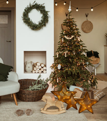 3er-Set LED Weihnachtssterne braun