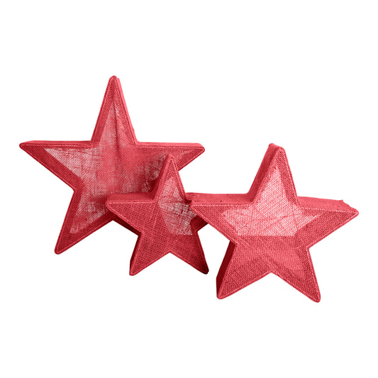 3er-Set LED Weihnachtssterne rot
