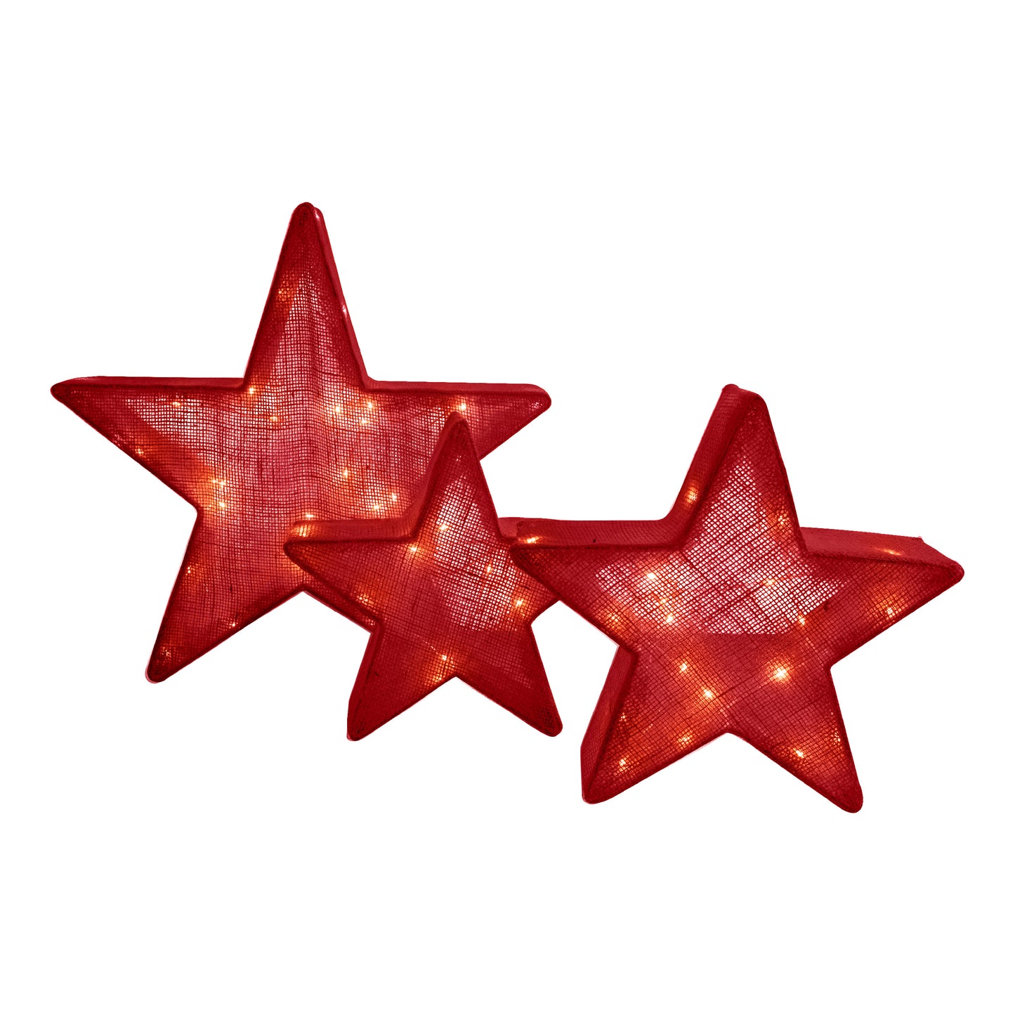 3er-Set LED Weihnachtssterne rot