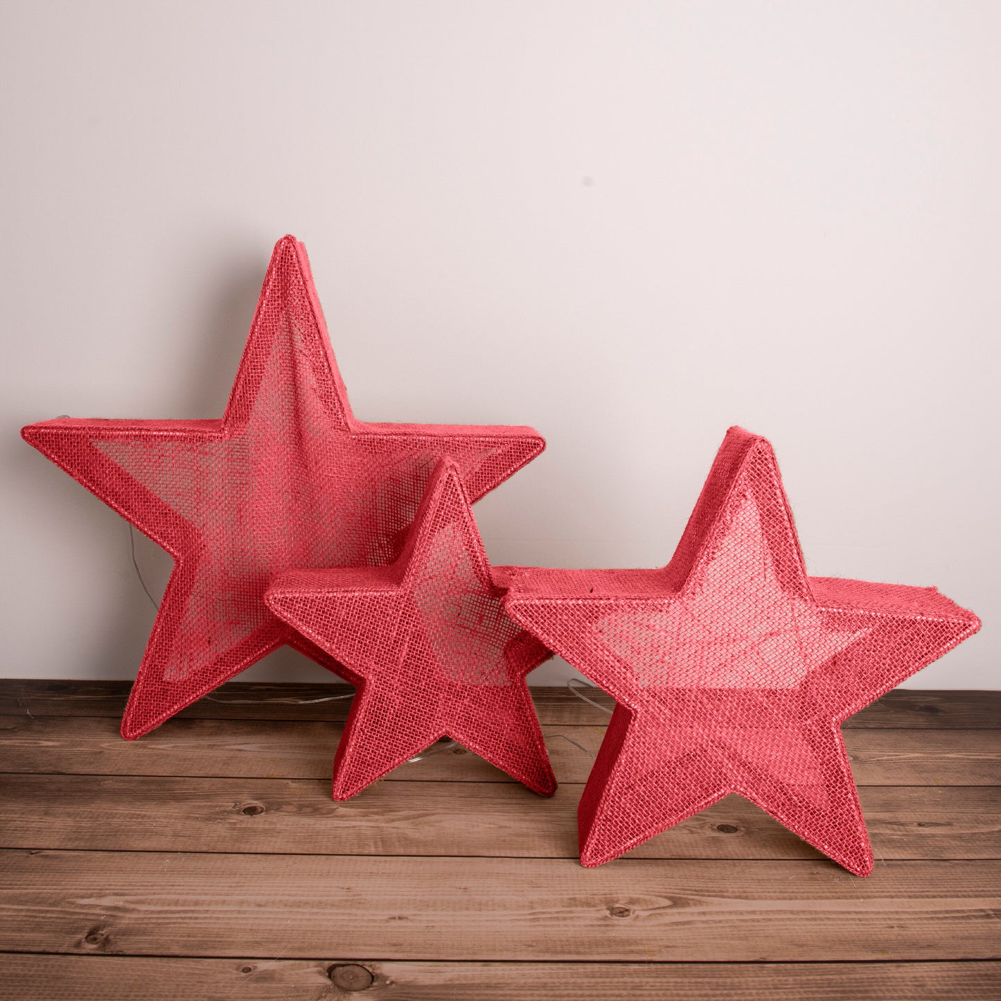 3er-Set LED Weihnachtssterne rot