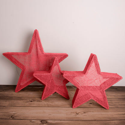 3er-Set LED Weihnachtssterne rot