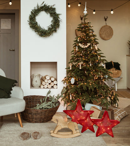 3er-Set LED Weihnachtssterne rot