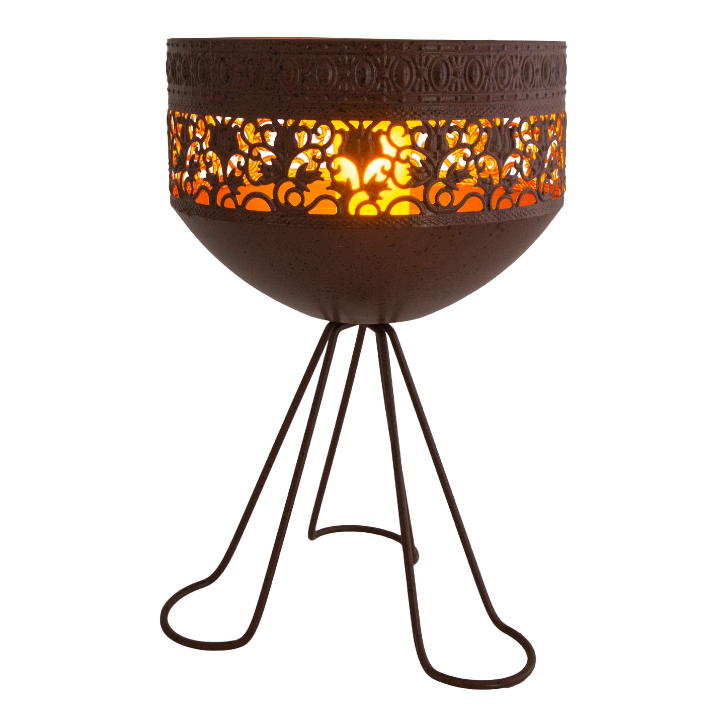 LED Deko-Solarleuchte mit Standfuß h: 34,5cm "ROME", Lampe für den Außenbereich im Landhaus Stil, aus Metall und Kunststoff in rost, 34,5 cm hoch, Ø 22 cm, LED Platine  mit Schiebeschalter  Dämmerungssensor