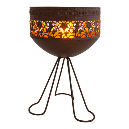 LED Deko-Solarleuchte mit Standfuß h: 34,5cm "ROME", Lampe für den Außenbereich im Landhaus Stil, aus Metall und Kunststoff in rost, 34,5 cm hoch, Ø 22 cm, LED Platine  mit Schiebeschalter  Dämmerungssensor