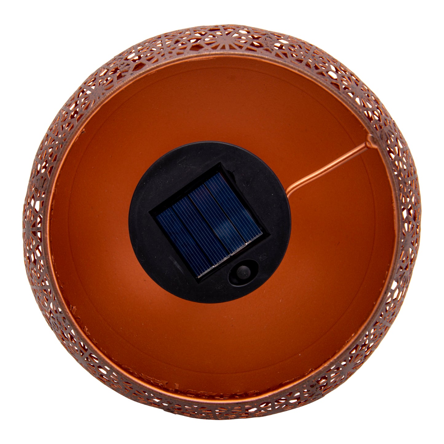 LED Deko-Solarleuchte mit Standfuß h: 25cm /Flammeneffekt, Lampe für den Außenbereich im Asia-Style, aus Metall und Kunststoff in rost, 25 cm hoch, Ø 22 cm, LED Platine  mit Druckschalter  Dämmerungssensor