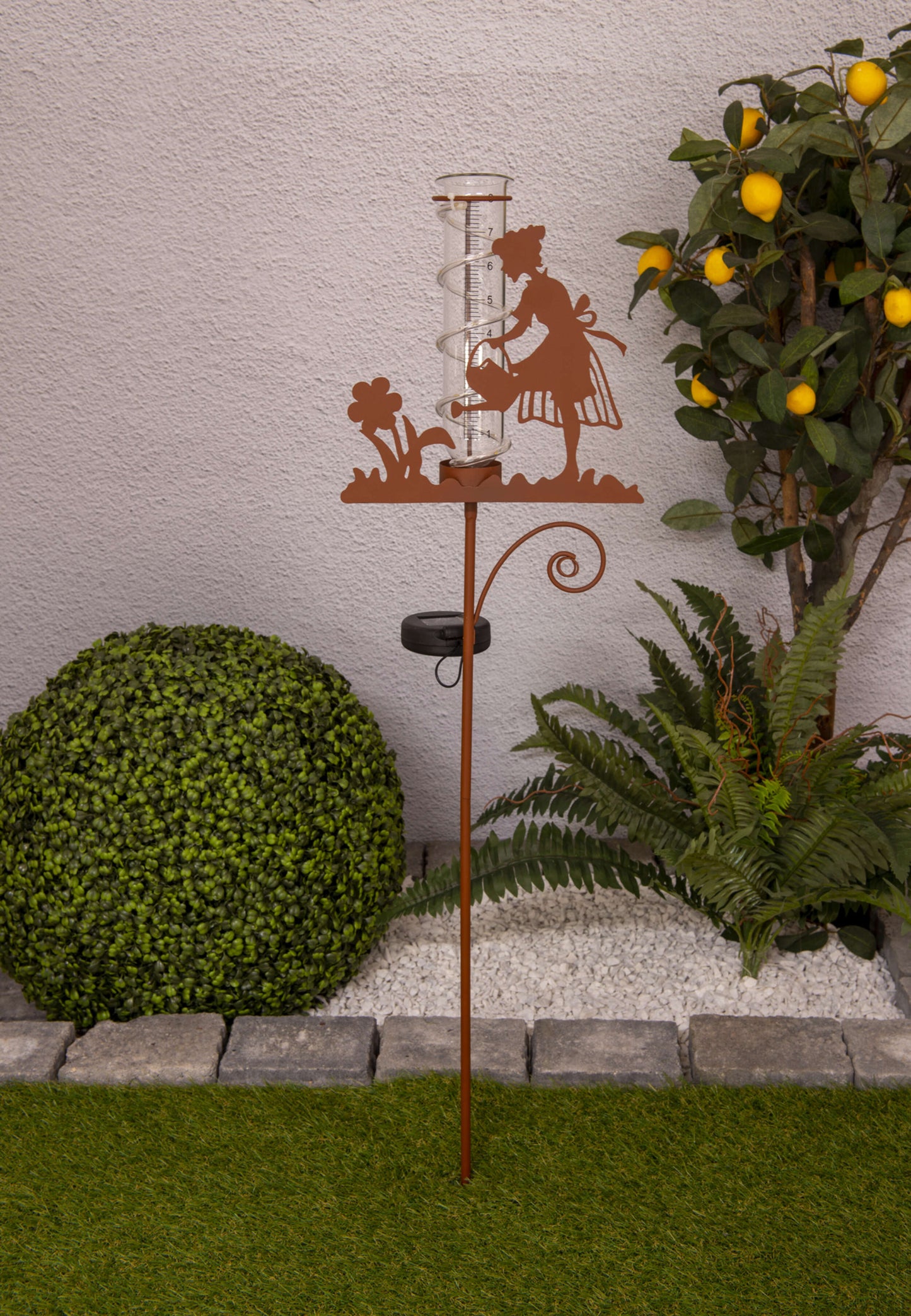LED Solar-/Erdspieß "ELAIA" Regenwassermesser H: 95cm