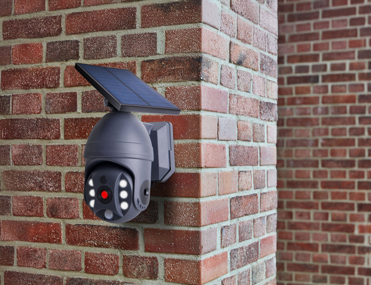 LED Solar Außenwandleuchte "MOHO" mit Bewegungsmelder und Security-Kamera- Attrappe